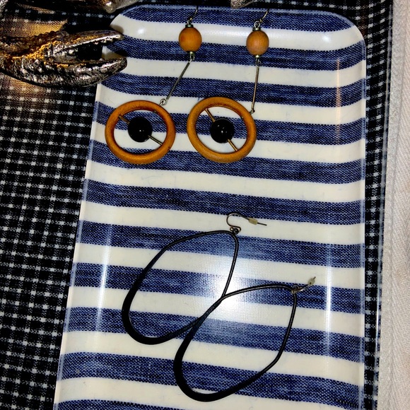 Anthropologie Jewelry - Handmade wood lightweight statement earrings